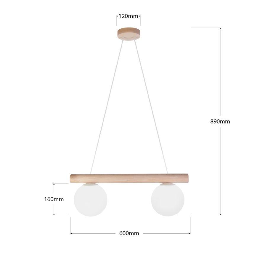 Juhtmega ripplamp WOODSTOCK 2xE27/15W/230V puit/kreem