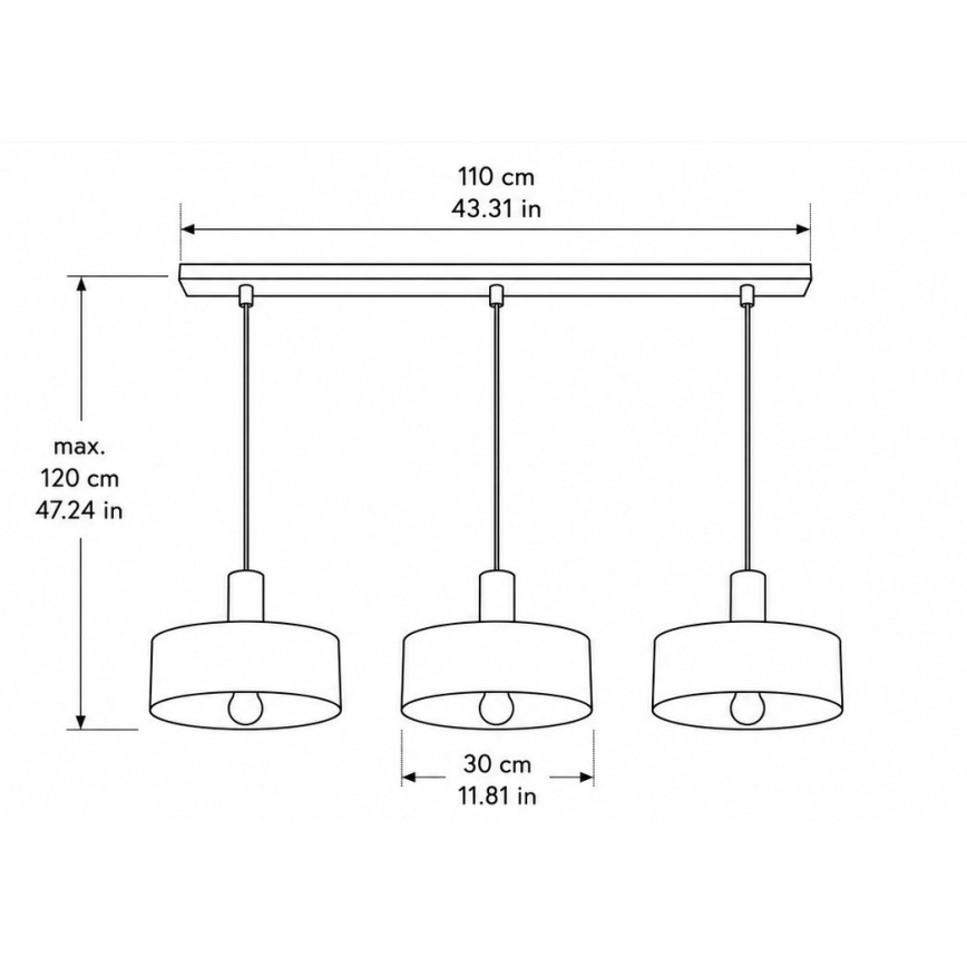 Juhtmega ripplühter HAKI 3xE27/60W/230V pruun/must