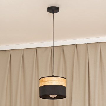 Juhtmega rippvalgusti ALBA 1xE27/15W/230V läbimõõt 20 cm must/pruun
