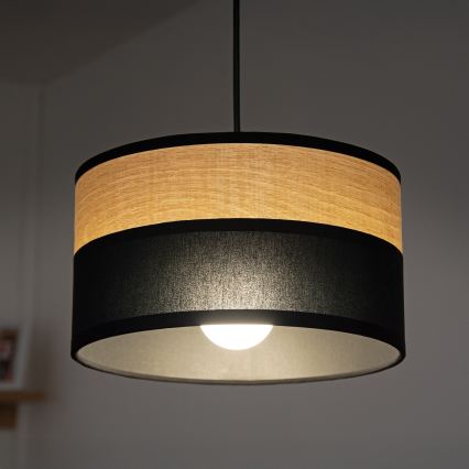 Juhtmega rippvalgusti ALBA 1xE27/15W/230V läbimõõt 20 cm must/pruun