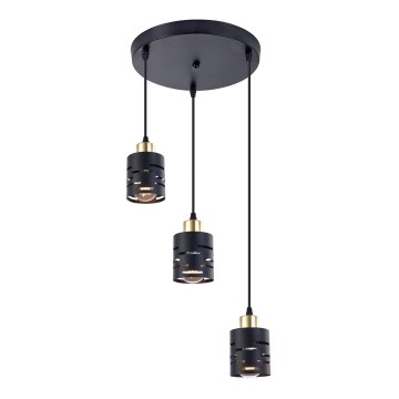 Juhtmega rippvalgusti ELEN 3xE27/35W/230V läbimõõt 29 cm must/kuldne
