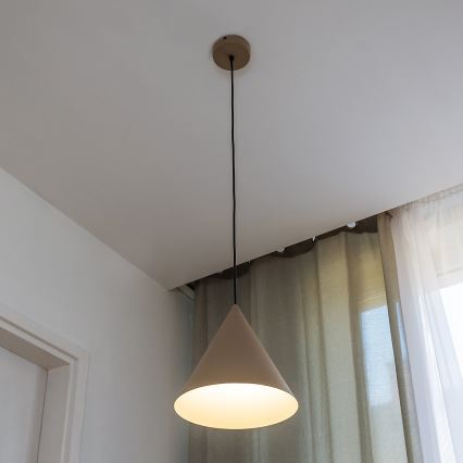 Juhtmega rippvalgusti ETNA 1xE27/15W/230V Ø 25 cm beež