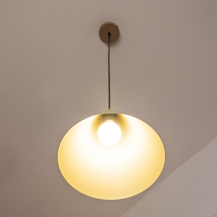 Juhtmega rippvalgusti ETNA 1xE27/15W/230V Ø 25 cm beež