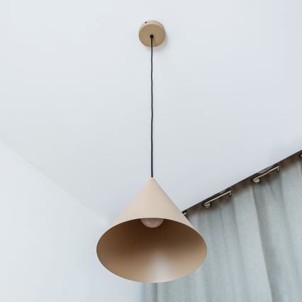 Juhtmega rippvalgusti ETNA 1xE27/15W/230V Ø 25 cm beež