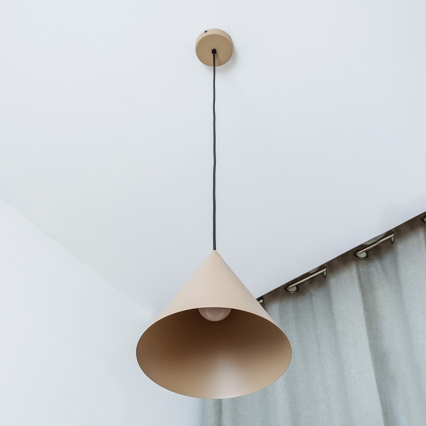 Juhtmega rippvalgusti ETNA 1xE27/15W/230V Ø 25 cm beež