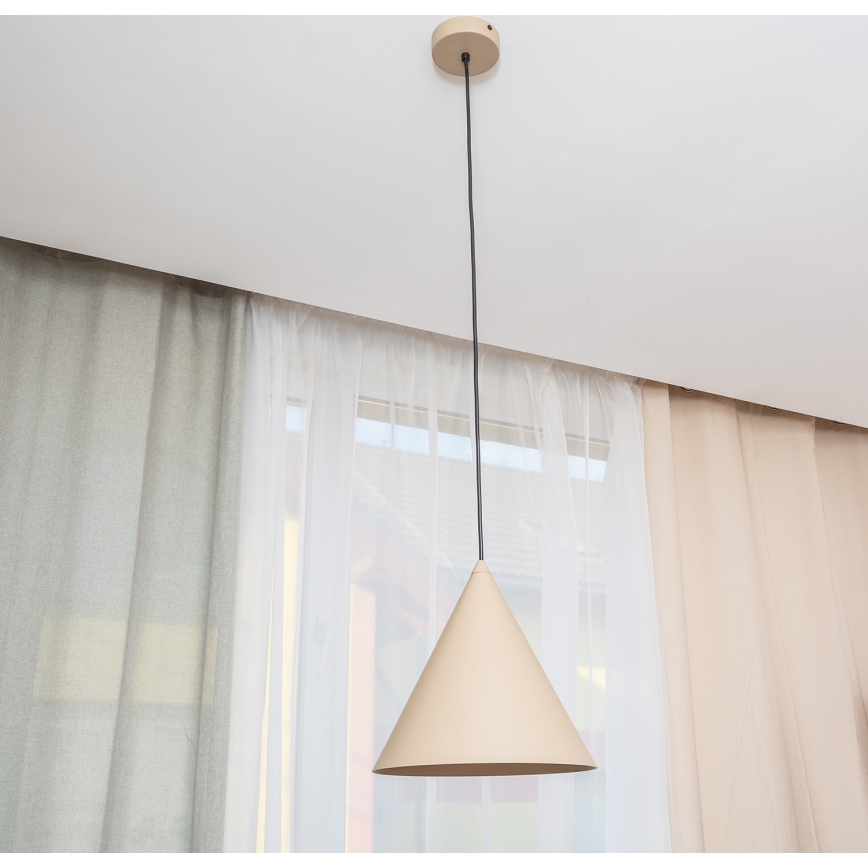 Juhtmega rippvalgusti ETNA 1xE27/15W/230V Ø 25 cm beež