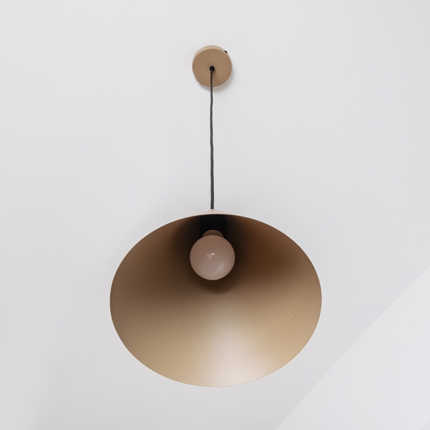 Juhtmega rippvalgusti ETNA 1xE27/15W/230V Ø 25 cm beež