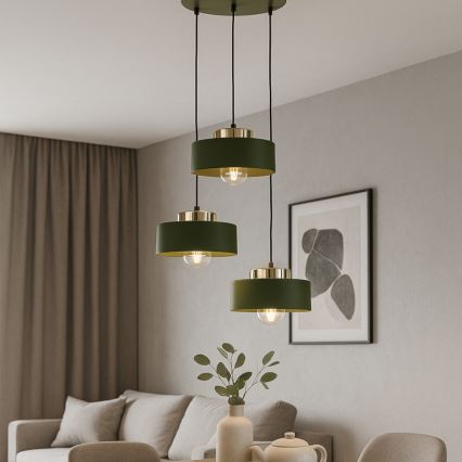 Juhtmega rippvalgusti IGNIA 3xE27/60W/230V, roheline