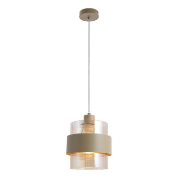 Juhtmel riputatav lühter VALENTINO 1xE27/15W/230V beež/läbipaistev