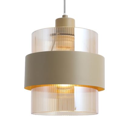 Juhtmel riputatav lühter VALENTINO 1xE27/15W/230V beež/läbipaistev