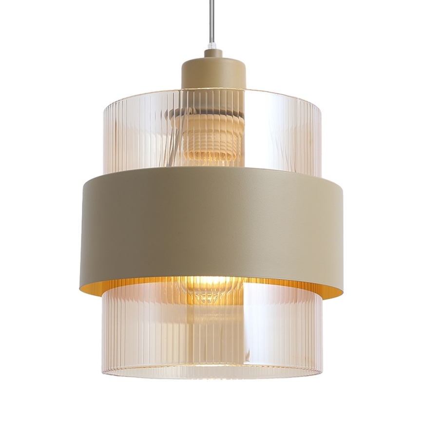 Juhtmel riputatav lühter VALENTINO 1xE27/15W/230V beež/läbipaistev