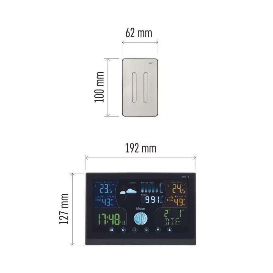 Juhtmevaba ilmajaam koos äratuskellaga 3xAAA/5V + 2xAAA must