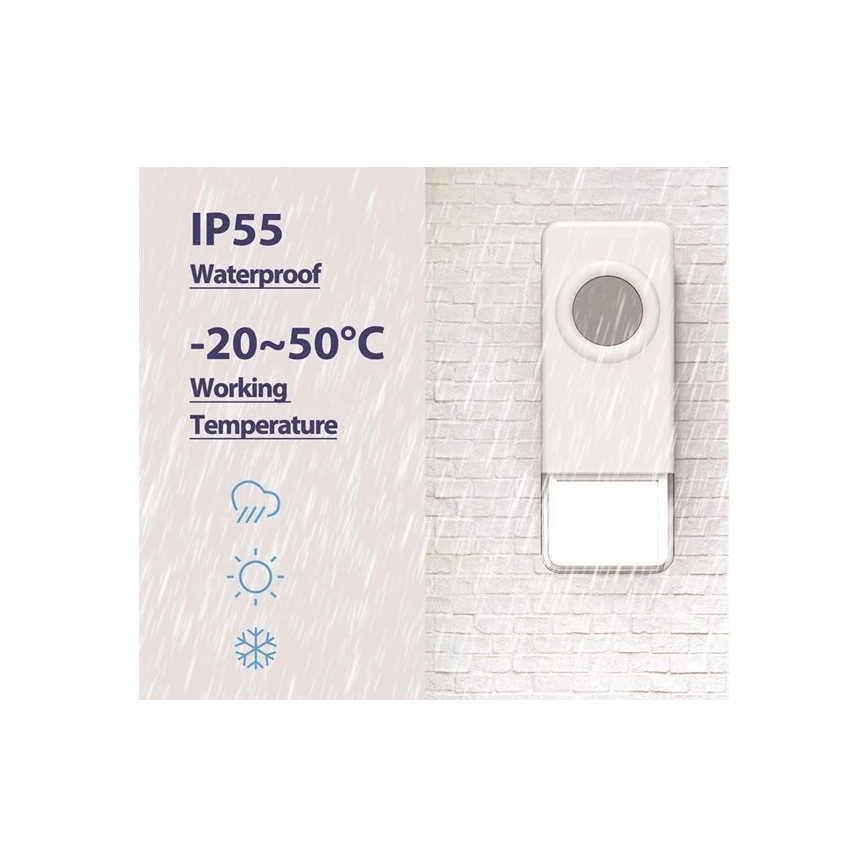 Juhtmevaba uksekell 3xAAA IP55 must