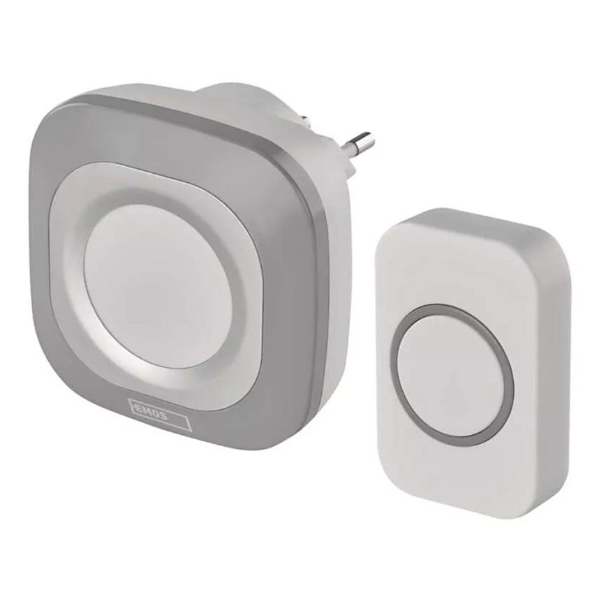 Juhtmevaba uksekell pistikuga 230V + 1xCR2032 IP44 hall