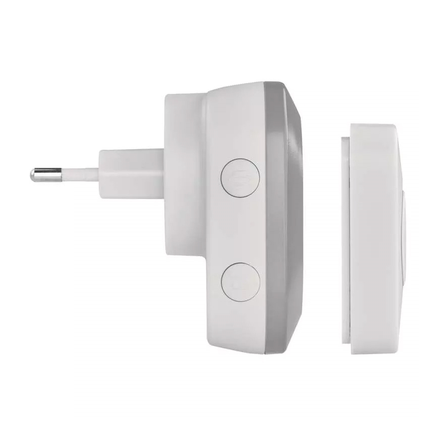 Juhtmevaba uksekell pistikuga 230V + 1xCR2032 IP44 hall