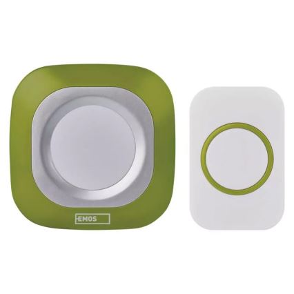 Juhtmevaba uksekell pistikuga 230V + 1xCR2032 IP44 roheline
