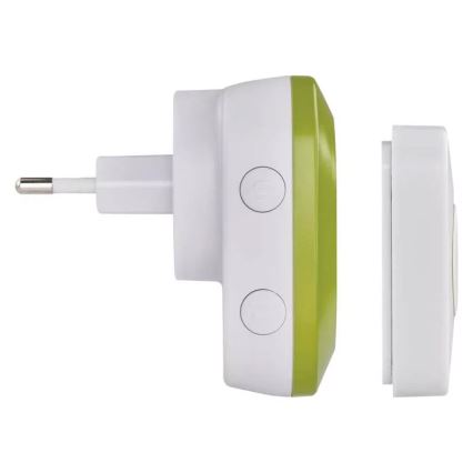 Juhtmevaba uksekell pistikuga 230V + 1xCR2032 IP44 roheline