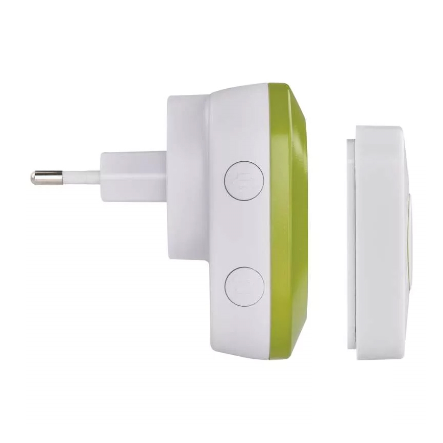 Juhtmevaba uksekell pistikuga 230V + 1xCR2032 IP44 roheline