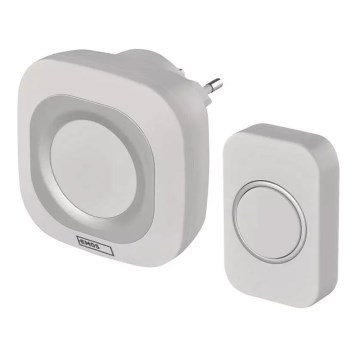 Juhtmevaba uksekell pistikuga 230V + 1xCR2032 IP44 valge