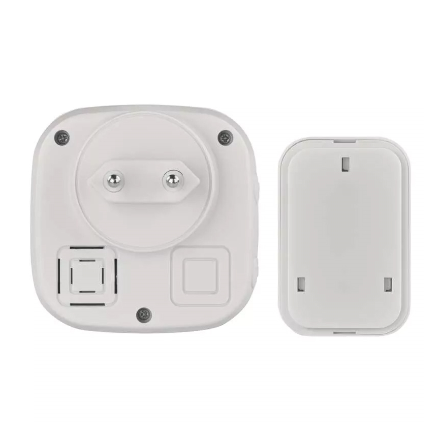 Juhtmevaba uksekell pistikuga 230V + 1xCR2032 IP44 valge