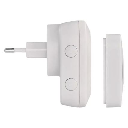 Juhtmevaba uksekell pistikuga 230V + 1xCR2032 IP44 valge