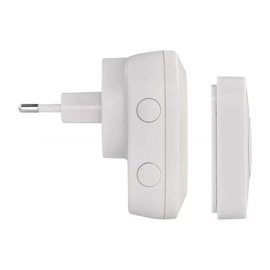 Juhtmevaba uksekell pistikuga 230V + 1xCR2032 IP44 valge