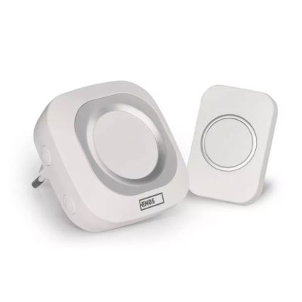 Juhtmevaba uksekell pistikuga 230V + 1xCR2032 IP44 valge