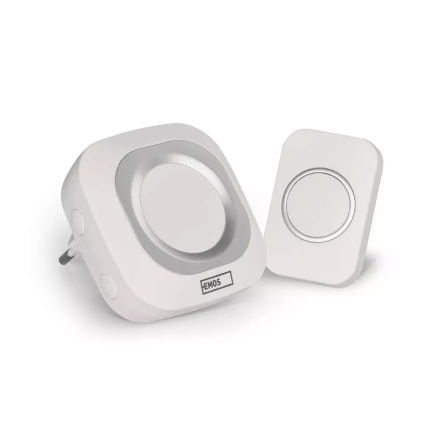 Juhtmevaba uksekell pistikuga 230V + 1xCR2032 IP44 valge