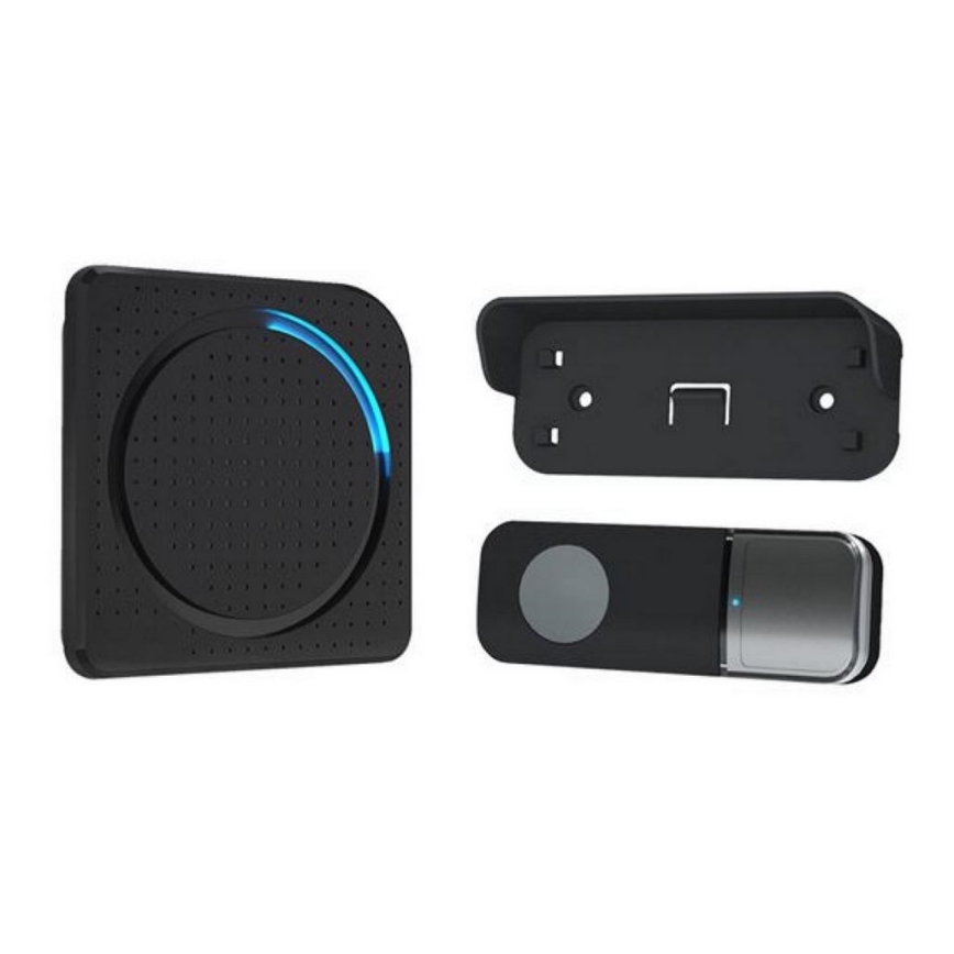 Juhtmevaba uksekell pistikuga 230V/1xCR2032 IP56 must