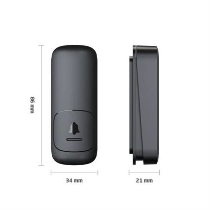 Juhtmevaba uksekell pistikuga, magnetiga 230V must
