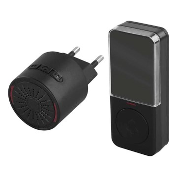 Juhtmevaba uksekell pistikupessa 230V + 1xCR2032 must