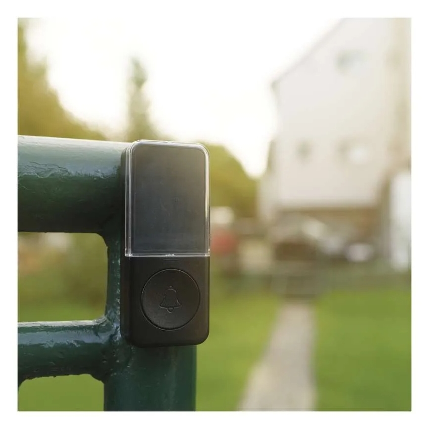 Juhtmevaba uksekell pistikupessa 230V + 1xCR2032 must