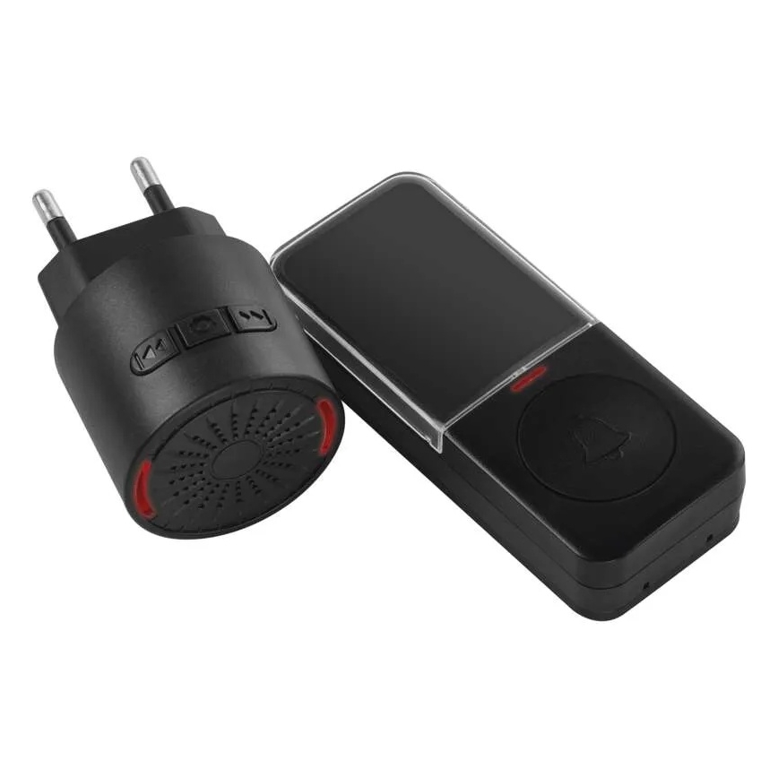 Juhtmevaba uksekell pistikupessa 230V + 1xCR2032 must