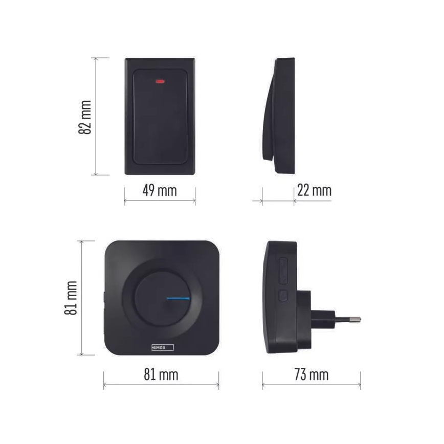 Juhtmevaba uksekell pistikupessa 230V IP44 must