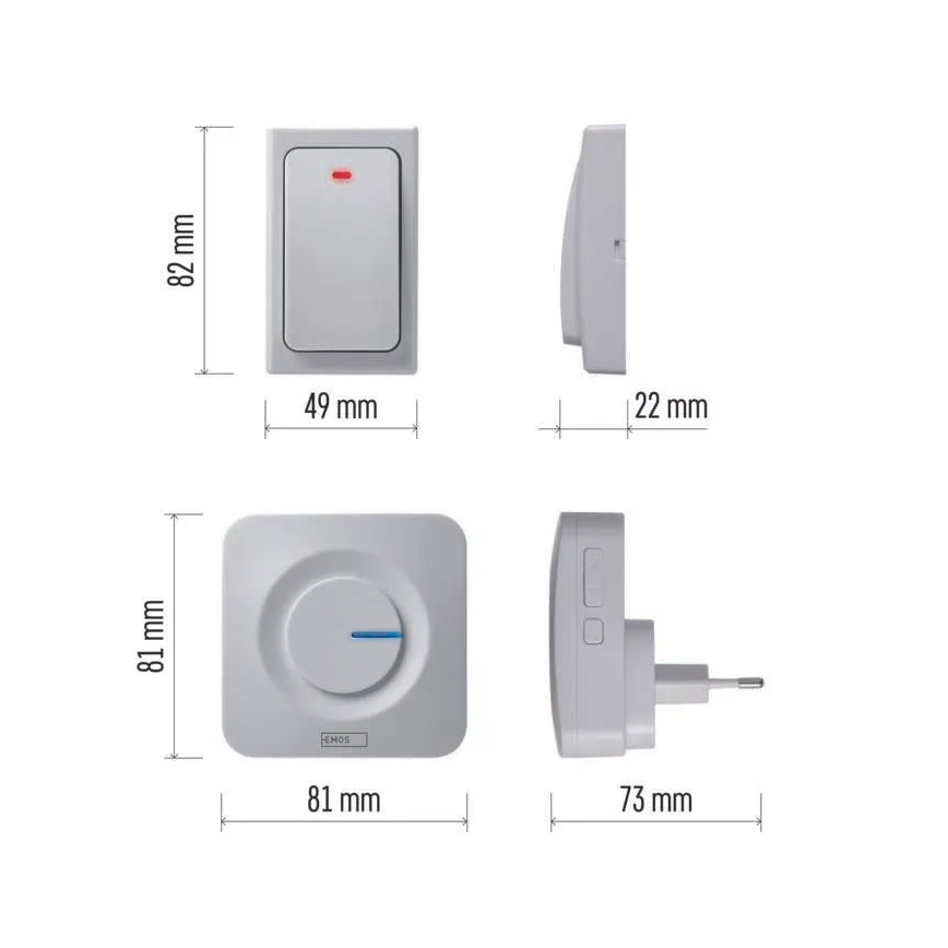 Juhtmevaba uksekell pistikupessa 230V IP44 valge