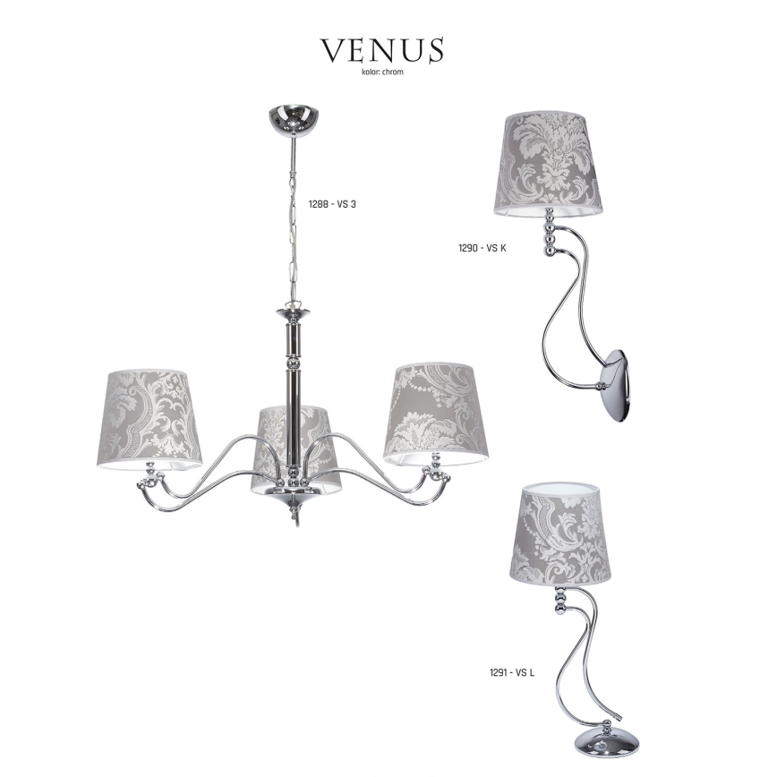 JUPITER 1288-VS3 - Rippvalgusti VENUS 3xE27/60W