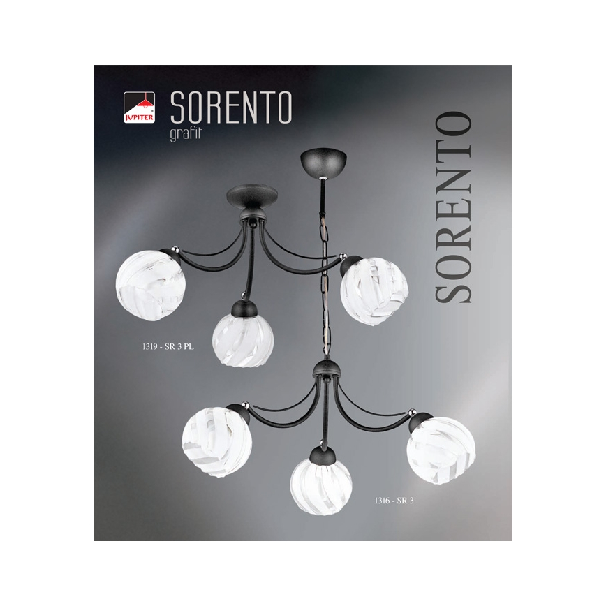 JUPITER 1316-SR3 - Rippvalgusti SORENTO 3xE27/60W