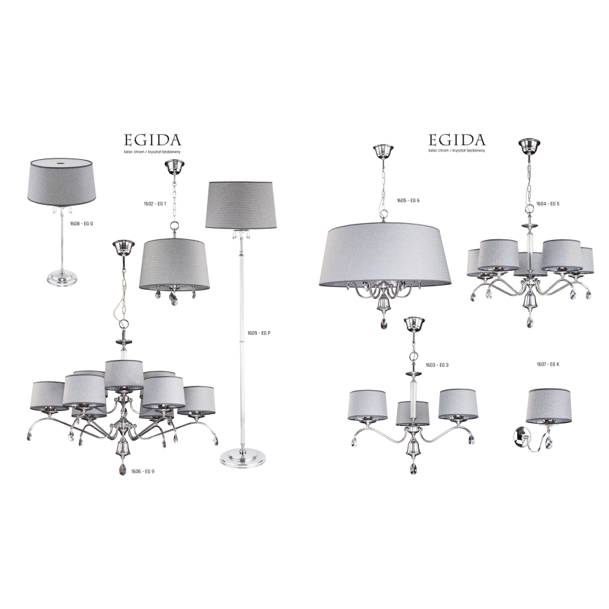 Jupiter 1609 - EG P CH - Kristallist põrandalamp EGIDA 3xE27/60W/230V