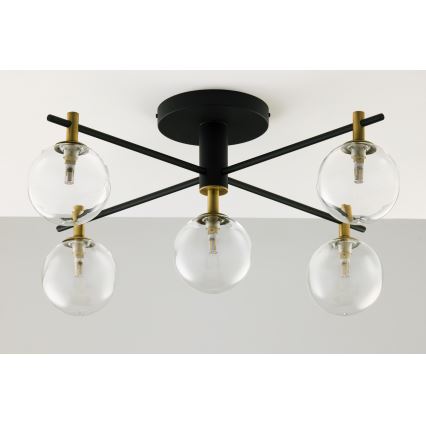Jupiter 2035 - Pinnale kinnitatav lühter FIGARO 5xG9/10W/230V must/kuldne/beež/läbipaistev