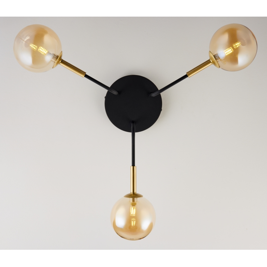 Jupiter 2037 - Ripplühter BURANO 3xG9/10W/230V must/kuldne/beež