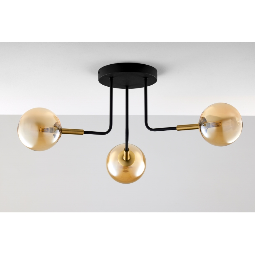 Jupiter 2037 - Ripplühter BURANO 3xG9/10W/230V must/kuldne/beež