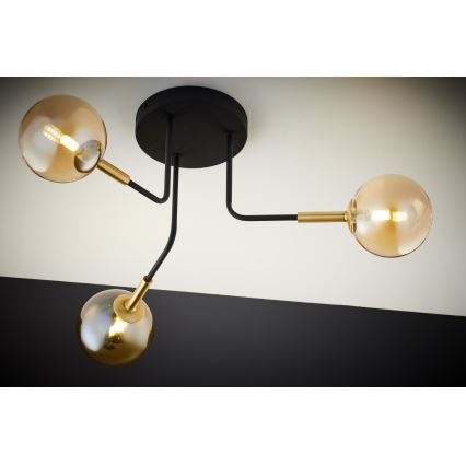 Jupiter 2037 - Ripplühter BURANO 3xG9/10W/230V must/kuldne/beež