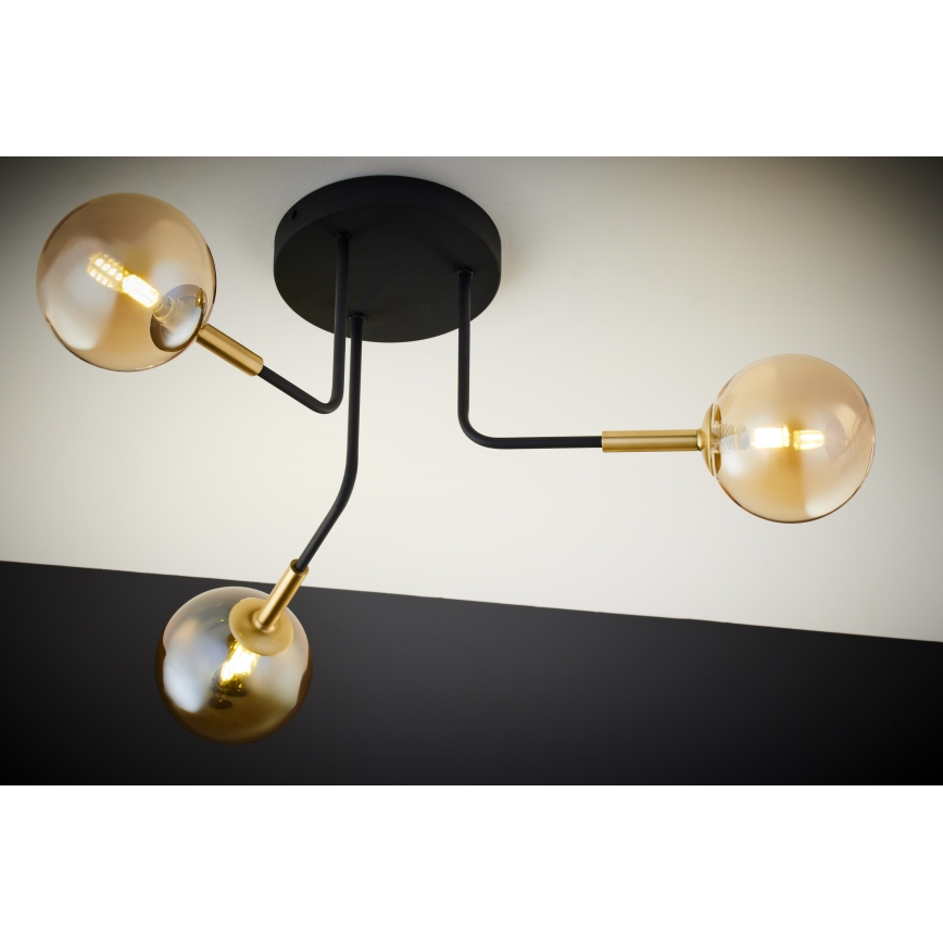 Jupiter 2037 - Ripplühter BURANO 3xG9/10W/230V must/kuldne/beež