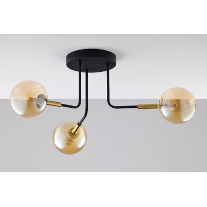 Jupiter 2037 - Ripplühter BURANO 3xG9/10W/230V must/kuldne/beež