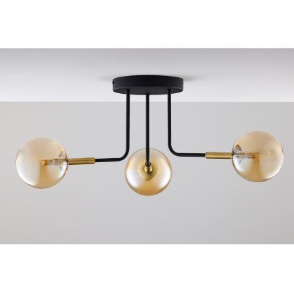 Jupiter 2037 - Ripplühter BURANO 3xG9/10W/230V must/kuldne/beež