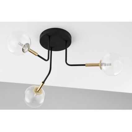 Jupiter 2039 - Ripplühter BURANO 3xG9/10W/230V must/kuldne/läbipaistev