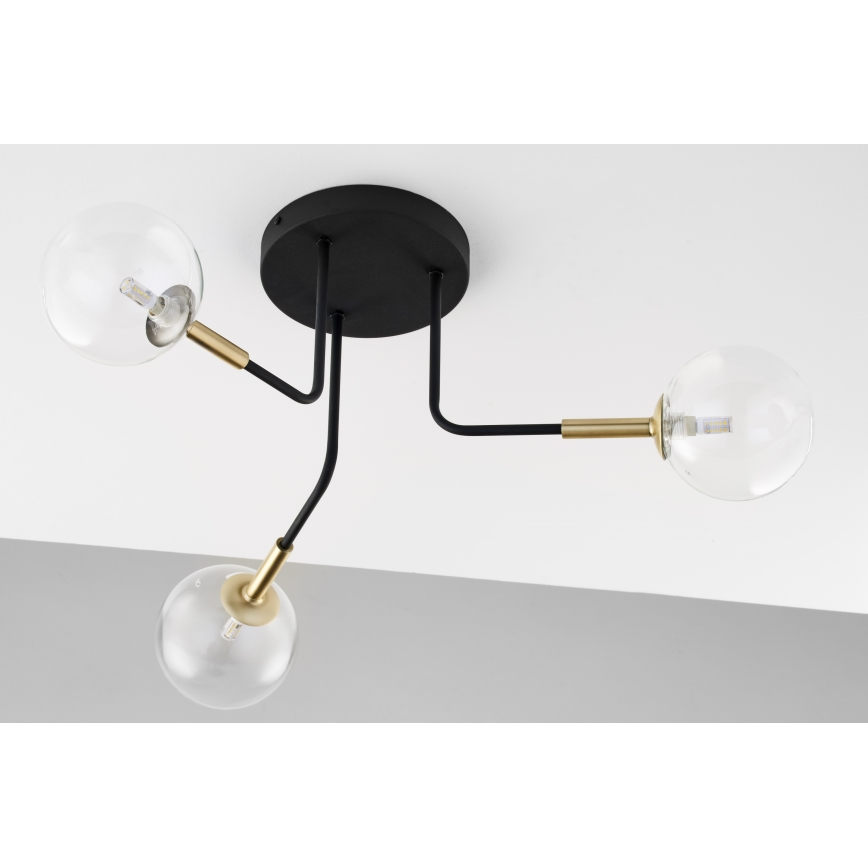 Jupiter 2039 - Ripplühter BURANO 3xG9/10W/230V must/kuldne/läbipaistev