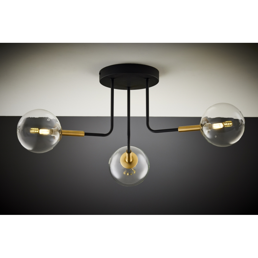 Jupiter 2039 - Ripplühter BURANO 3xG9/10W/230V must/kuldne/läbipaistev