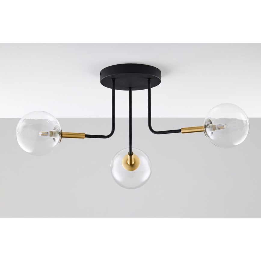Jupiter 2039 - Ripplühter BURANO 3xG9/10W/230V must/kuldne/läbipaistev