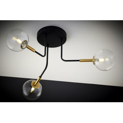 Jupiter 2039 - Ripplühter BURANO 3xG9/10W/230V must/kuldne/läbipaistev